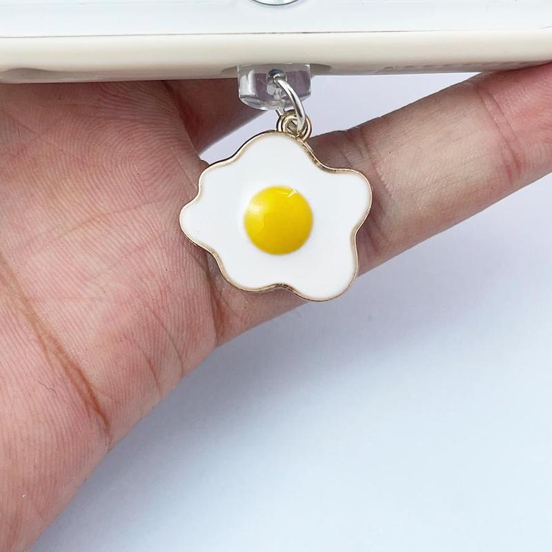 Poached Egg Charging Port Anti Dust Plug, Mobile Phone Dust Plug, Poached Egg Fried Egg Pendant, Mobile Phone Parts