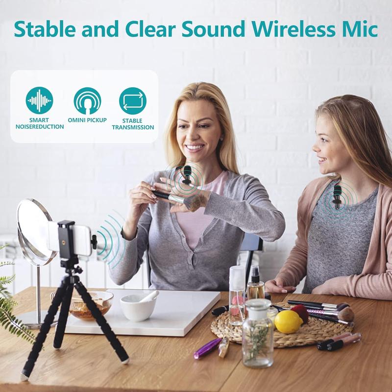 Portable Wireless Lavalier Microphone, Bass Boosted Mic, 1 Set Collar Clip Wireless Microphone for iPhone & Android Phone, Plug-play Lapel Mic for Video Recording, Teaching, Laptop, Interviews, Podcast, Tiktok & Vlog, Audio Accessories, Fall Gift