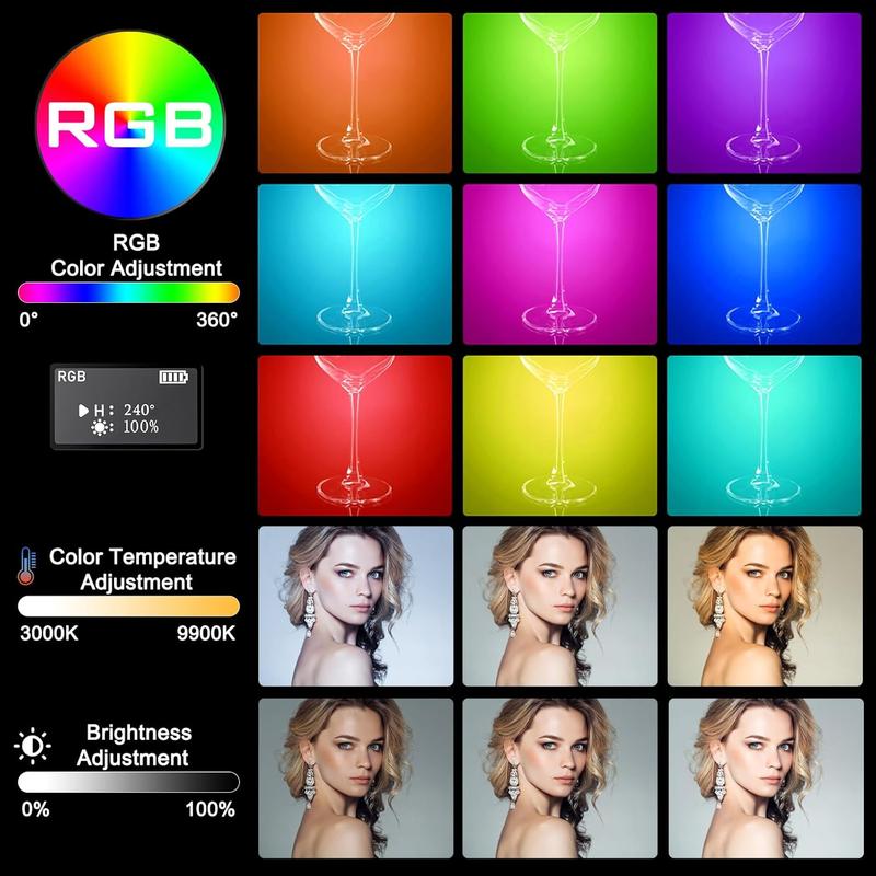 RGB Selfie Light 94 LED 3000-9900K Dimmable, 360 Full Color Clip On Light 20 Scene Modes Phone Flashing Light Camera Light for Zoom Meetings Live Stream  Video Makeup Fill Light