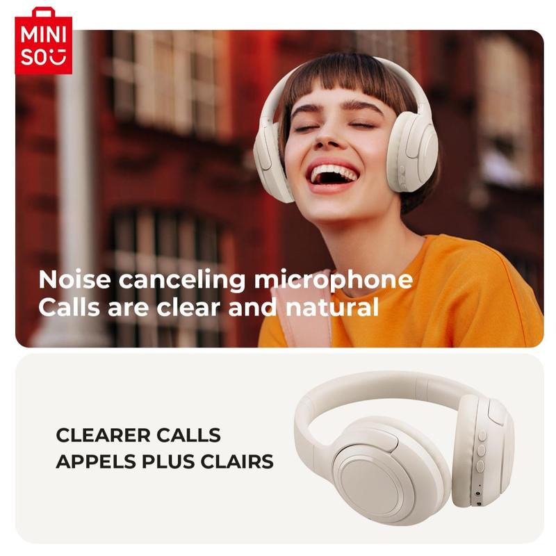 MINISO G50 Wireless Headphones, Electronic Audio Wireless Earbuds, Over-ear HiFi Sound Quality Gaming Headset with Built-in Microphone, Bluetooth-compatible Earphones for Phone, PC & Laptop