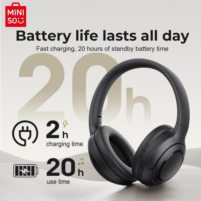 MINISO G50 Wireless Headphones, Electronic Audio Wireless Earbuds, Over-ear HiFi Sound Quality Gaming Headset with Built-in Microphone, Bluetooth-compatible Earphones for Phone, PC & Laptop