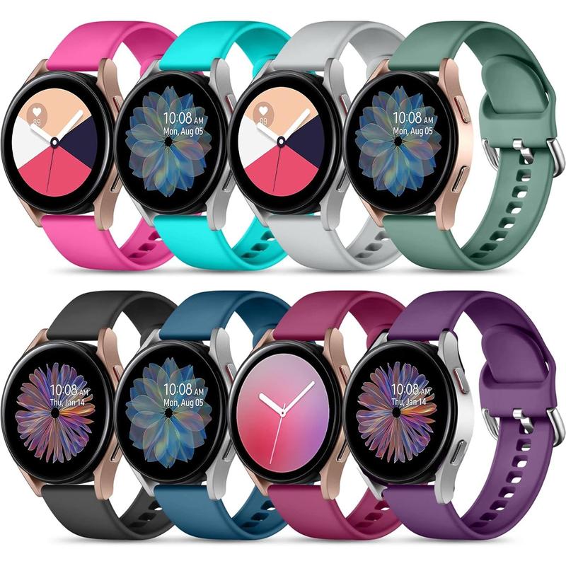 8 pack band compatible with Samsung Galaxy Watch 7 6 5 4 band 40mm 44mm, galaxy Watch 5 pro 45mm Watch 6 4 Classic 42mm 46mm 43mm 47mm Active 2, 20mm soft silicone sport strap women men, small