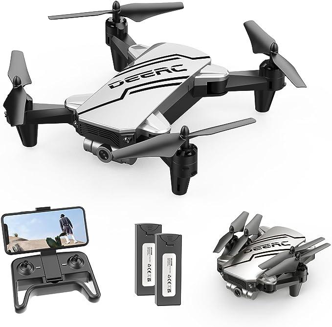 DEERC D20 Mini Drone with 720P HD FPV Camera Remote Control Toys Gifts with Altitude Hold, Headless Mode, One Key Start, 3D Flips 2 Batteries, Silver