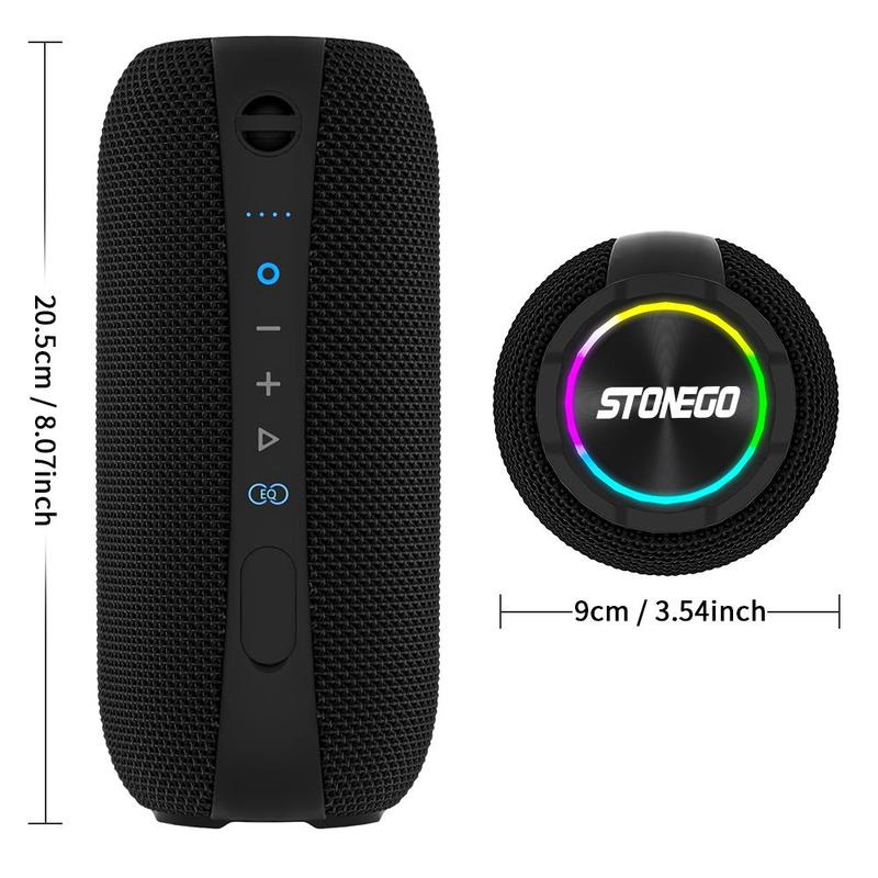 Portable Wireless Speaker, IPX7 Waterproof Speaker with LED Light, Rechargeable Bluetooth-compatible Speaker with DSP Sound Effect Control for Party, Shower, Birthday & Holiday Gift