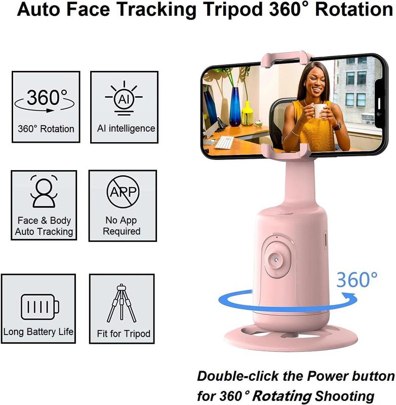 360° Rotatable Auto Face Tracking Gimbal Stabilizer Tripod, Handheld Video Recording Tool for Summer, Anti-shaking Phone Stabiliz,cellphoneer, Vlogging Equipment for Mobile Phone Selfie Accessories,Smartphone Automatic Button Camera Mount