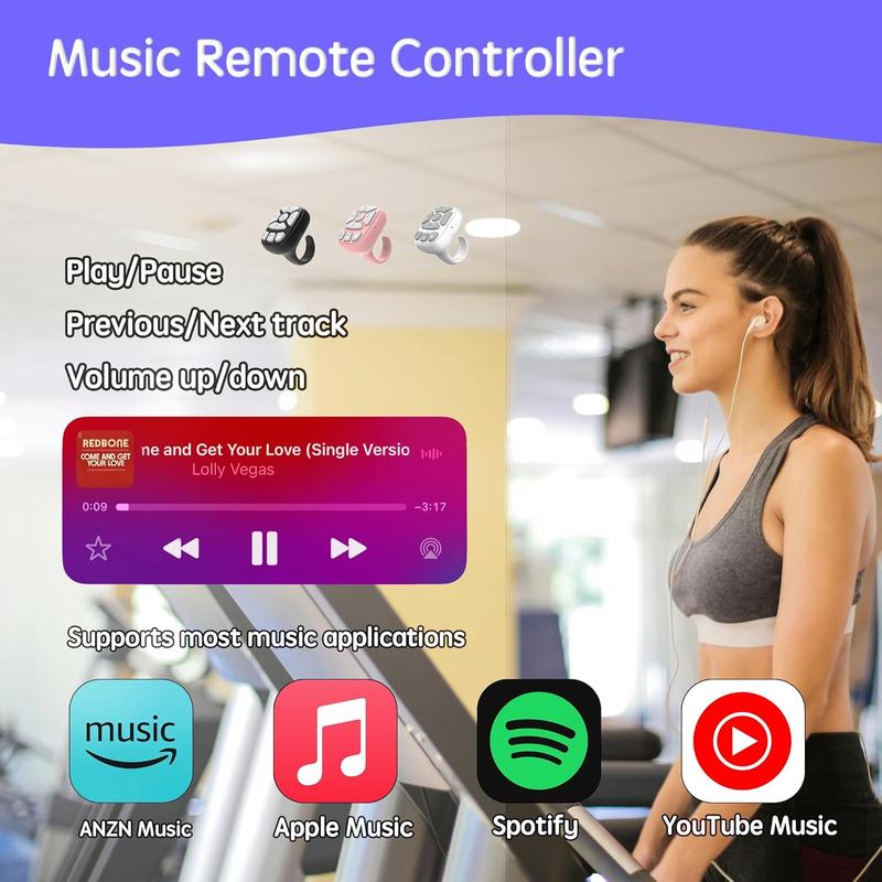 [Limited Time Deal] TikTok Scrolling Ring Microphone Remote Control, Fingertip wireless Bluetooth remote control