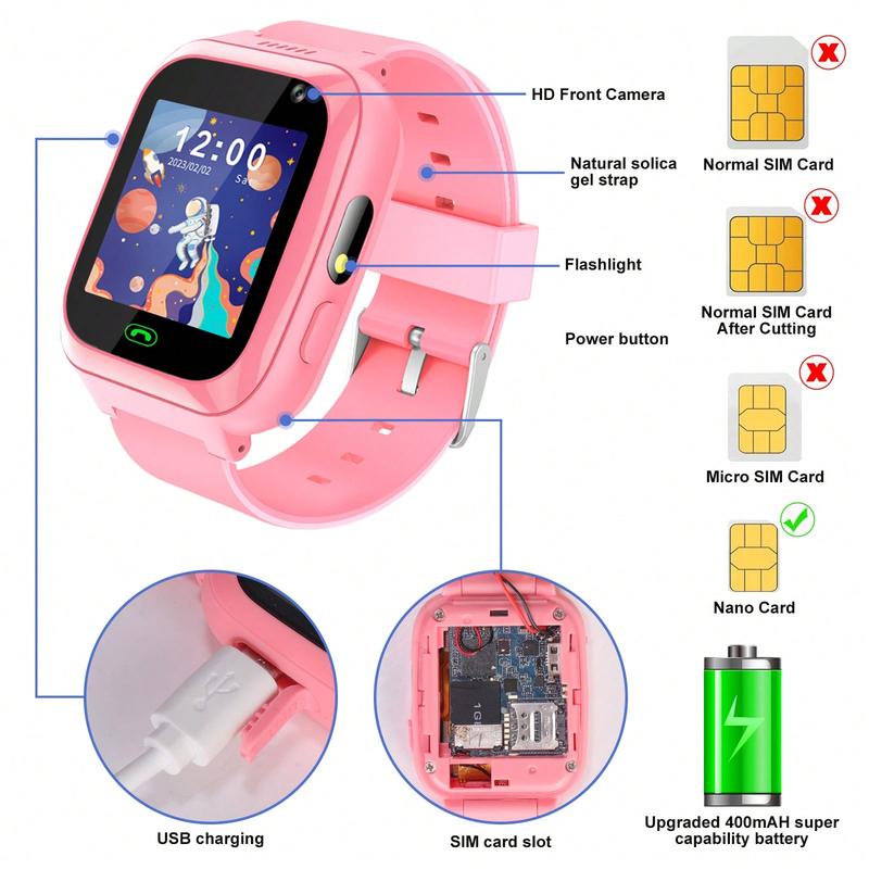 [E-Verse] Kids Watches Children Watch Kids Smartwatch With Text&Call Games Camera Recorder Alarm Flashlight Music Player For 3-12 Boys Girls Gifts [watch]