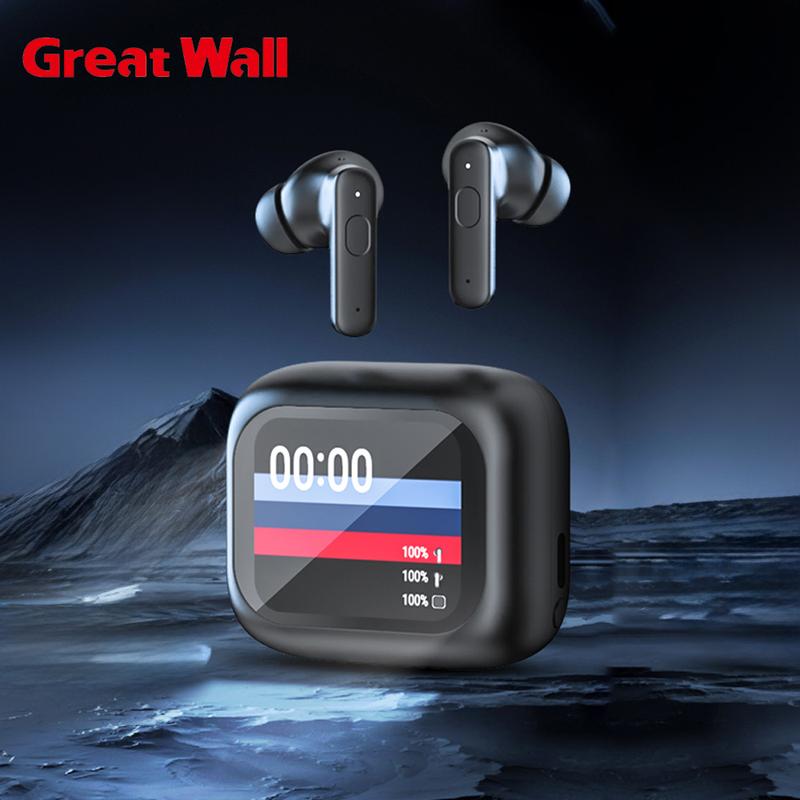 GP300 ENC ANC Earphone TWS Wireless Earbuds With Touch Control LCD Screen Equalizer Super Bass Premium ear buds Audio Headset