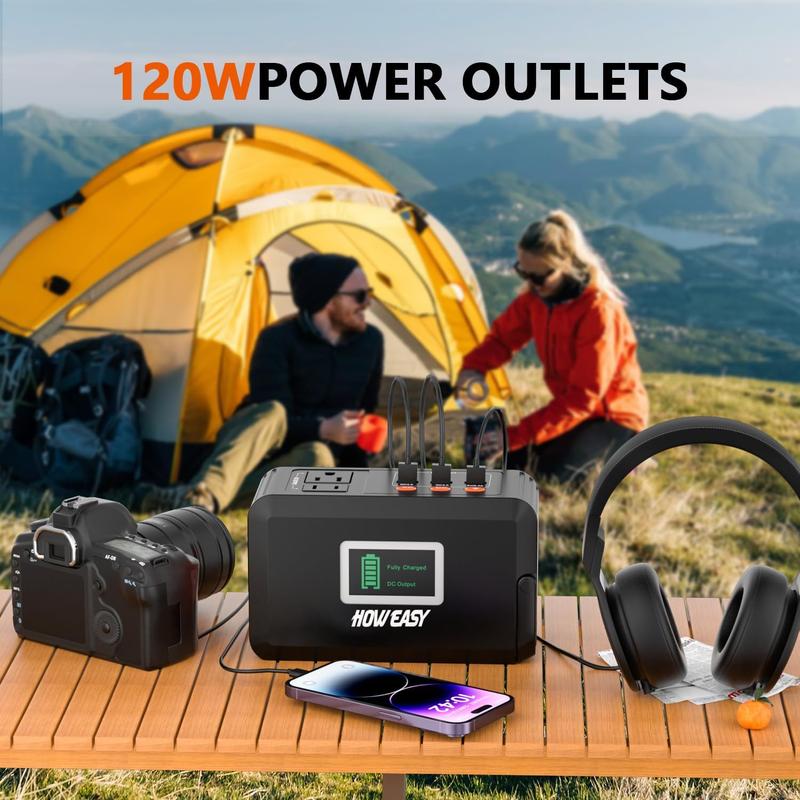 HOWEASY Portable Power Station, 120W 110V, Solar Generator for Camping, Home Office,  Phone & Smartphone – Christmas 2024 Ornament Power Supply