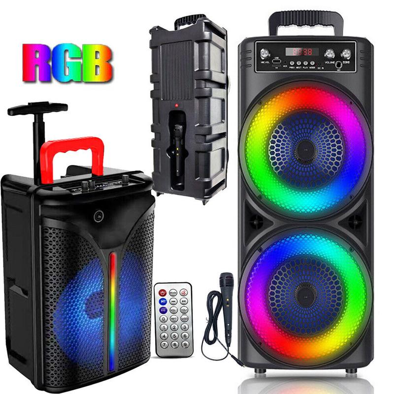 5000W Dual 8'' Bluetooth Speaker Sub Woofer Heavy Bass Sound System Party & Mic audio device sound  system