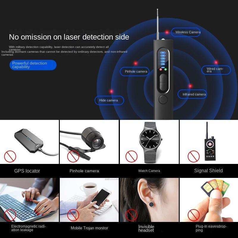 Wireless Camera Security Detector, USB Rechargeable Camera Detector, Multifunctional Wireless Signal & Hidden Camera Detector for Home, Office & Travel, Durable Security Cameras Systems