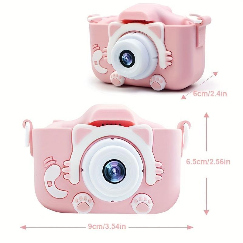 Compact Mini Digital Cameras, Portable Cute Cat Ear Shape Design Video Digital Camera with 32GB SD Card, USB Rechargeable Camera, Stocking Fillers Gift