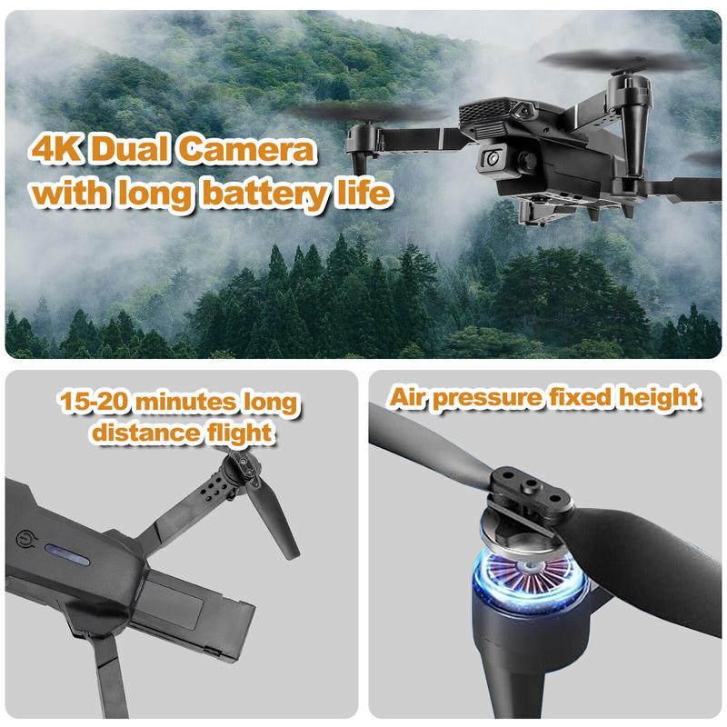 2024 New RC Drone With 4K HD Dual Camera WiFi FPV Foldable Quadcopter +4 Battery