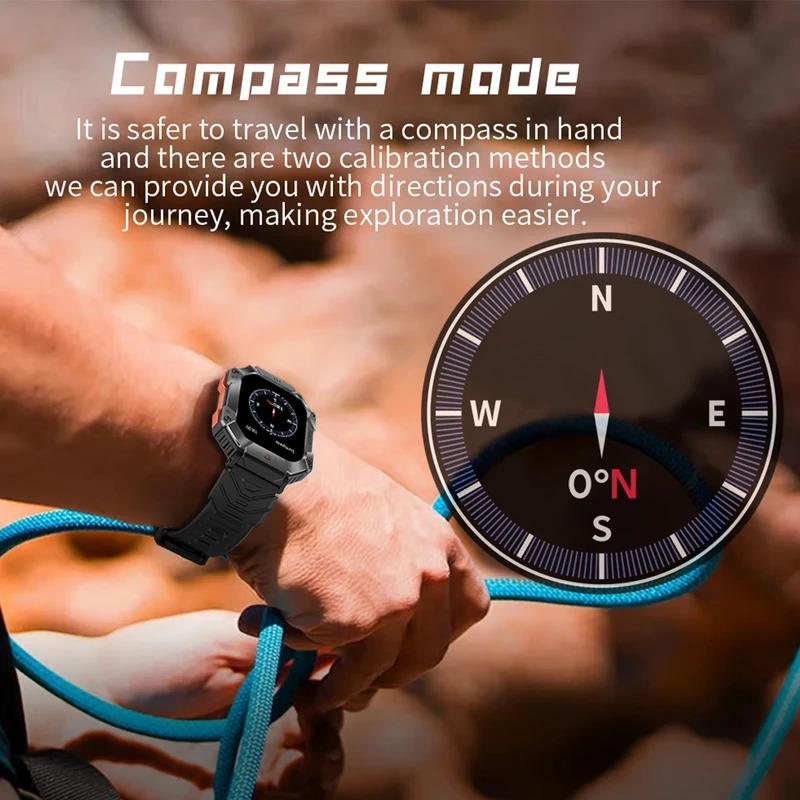 2024 New Men's Smartwatch 650mAh Large Battery Durable Men's Military Smartwatch Compass GPS Motion Trajectory Smartwatch Wearable Smartphone