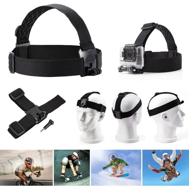 3 in 1 Universal Action Camera Accessories Kit - Head Strap Mount Chest Harness Selfie stick Compatible with Gopro Hero 13 12 11 10 9 8 7 6 5 AKASO EK7000 V50 Brave 7 Dragon Touch Action Camera