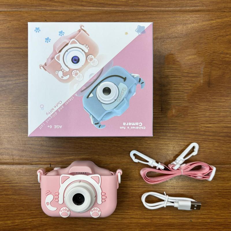 Cute Cat Design Digital Camera, 8x Zoom Camera with Built-in 5 Games, HD Camera with Screen Background, Camera Gift for Boys & Girls