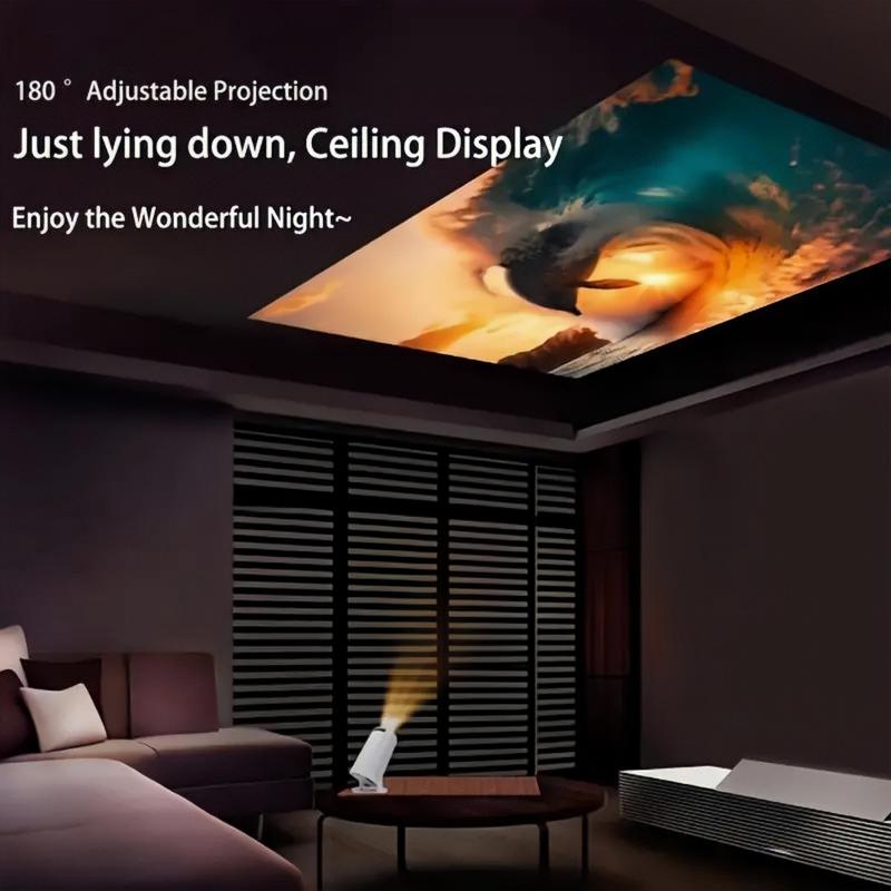 Mini  Portable Projector 1080P,Support Smart Projector with Android TV,180° Rotatable Portable Projector with WiFi and Bluetooth5.2,Outdoor Short Throw Auto Keystone 130'' Screen Home Theater Projector hy300  pro