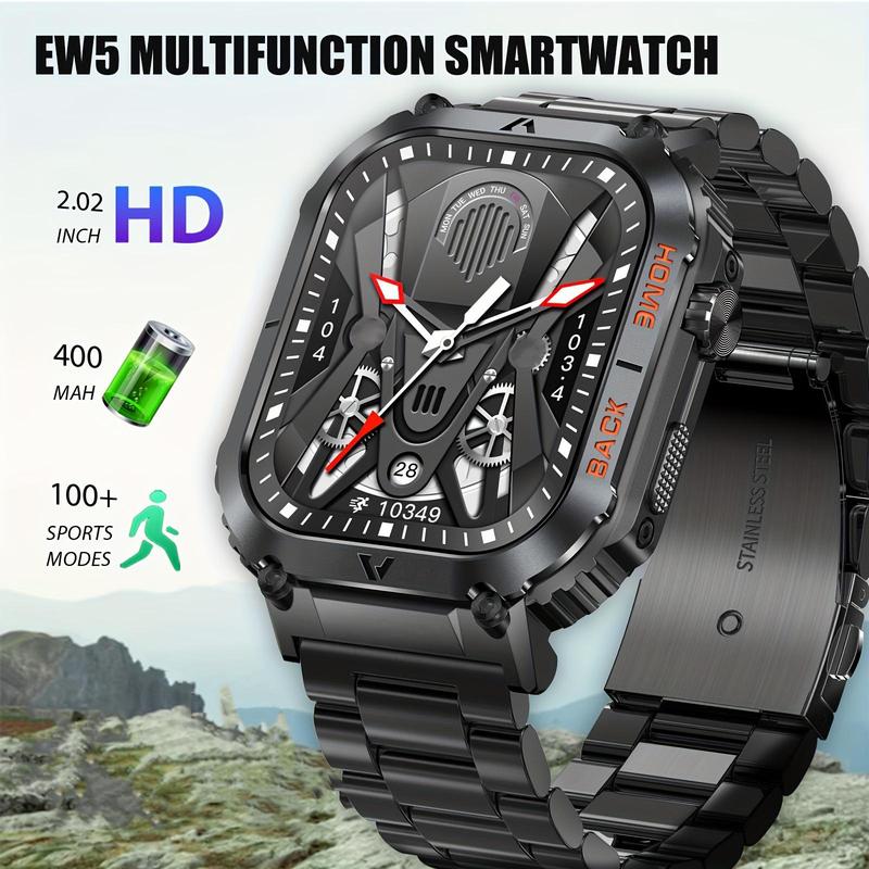 EIGIIS EW5 5ATM Waterproof Outdoor Smart Watch for Men, Compass Smartwatches 2.02” ,  100+ Sports Modes, Compatible Smartphone Devices Wearable square fashion