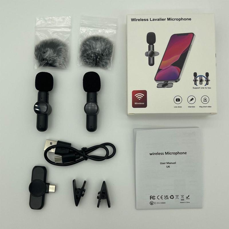 Portable Wireless Lavalier Microphone, Bass Boosted Mic, 1 Set Collar Clip Wireless Microphone for iPhone & Android Phone, Plug-play Lapel Mic for Video Recording, Teaching, Laptop, Interviews, Podcast, Tiktok & Vlog, Audio Accessories, Fall Gift