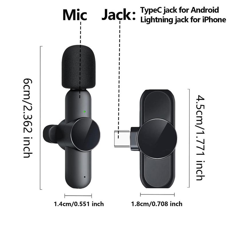 Portable Wireless Lavalier Microphone, Bass Boosted Mic, 1 Set Collar Clip Wireless Microphone for iPhone & Android Phone, Plug-play Lapel Mic for Video Recording, Teaching, Laptop, Interviews, Podcast, Tiktok & Vlog, Audio Accessories, Fall Gift