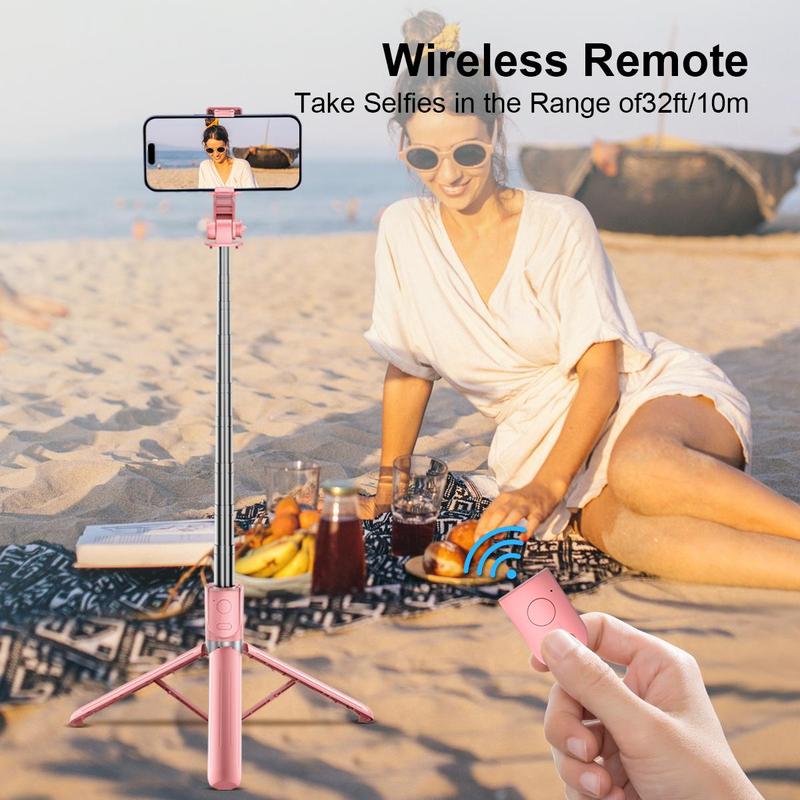 Portable Selfie Stick, 1 Count Selfie Stick with Wireless Remote Control, Phone Selfie Tripod for Outdoor Travel, Phone Accessories