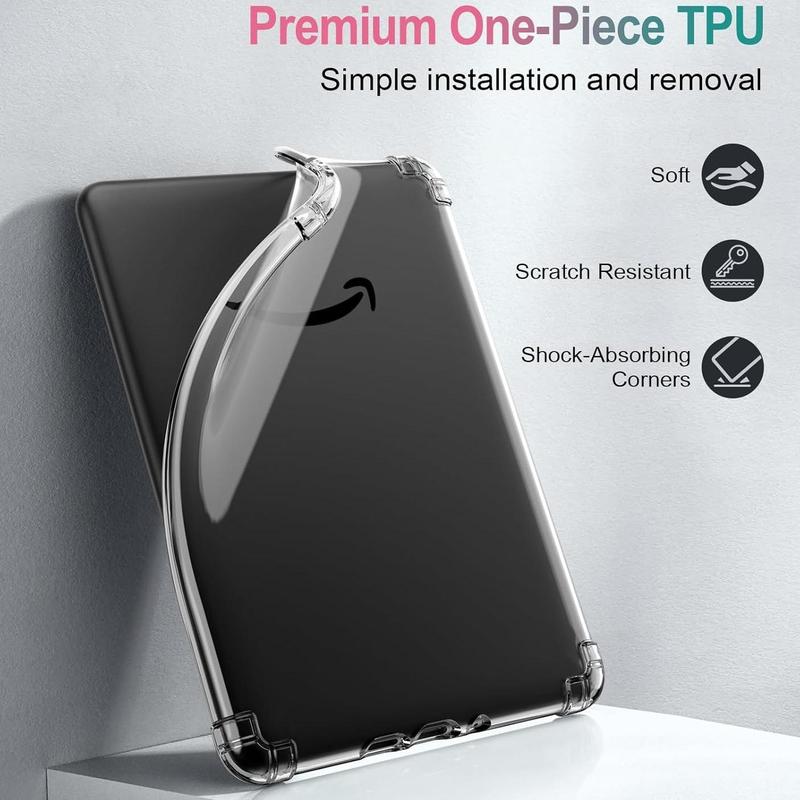 Clear Soft TPU Case, Slim Flexible Transparent Soft TPU Protective Cover, Tablet & Computer Accessories Compatible with Kindle