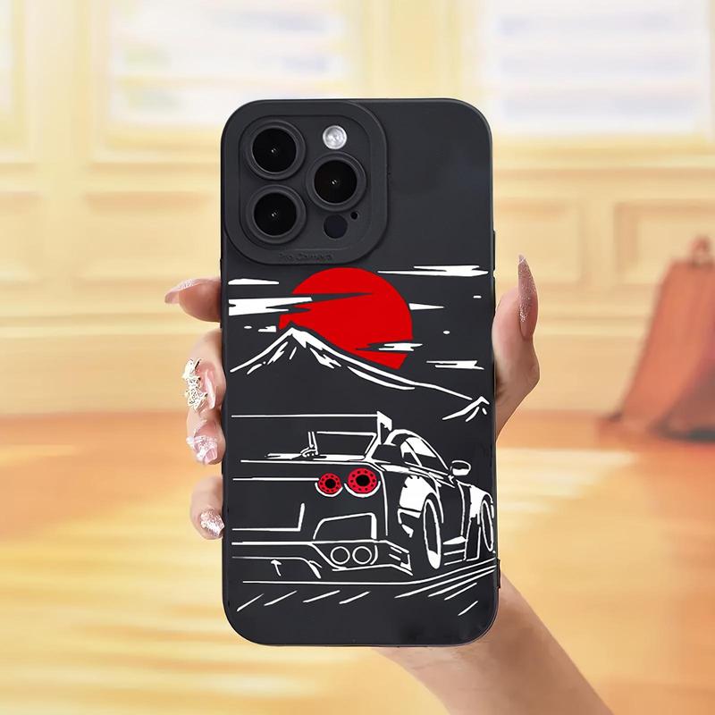 Creative Car & Full Coverage Lens Design Phone Case, 1 Count Cell Phone Case for Apple Smartphone, Decorative Phone Protector Cover, Phone Accessories Compatible With iPhone 15 Pro Max Case iPhone 11 Cases iPhone 14 Pro Max Case iPhone 15 Cases