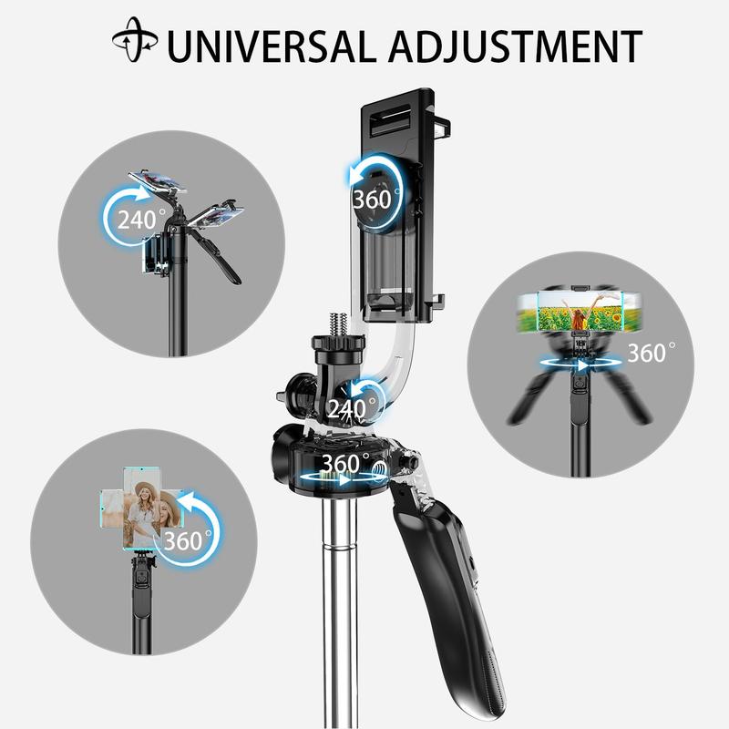 79 Inch Phone Tripod, Multifunctional Selfie Stick Tripod & Camera Stand, Extendable Cell Phone Tripod Stand with Wireless Remote, 360° Rotation Phone Tripod for Video Recording Selfie Photo Live Stream Vlogging