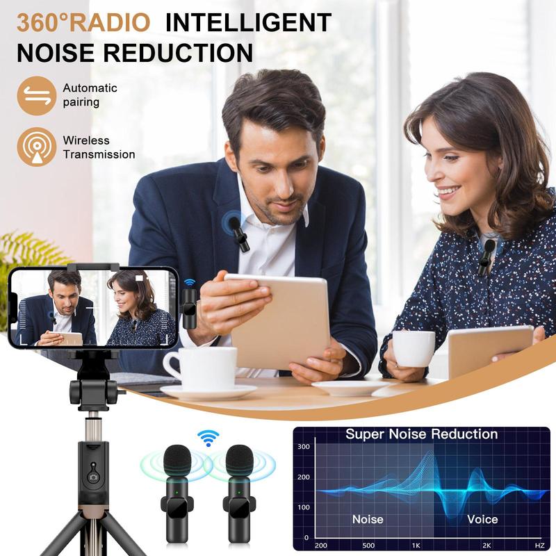 Professional Wireless Collar Clip Microphone for iPhone iPad Android Smartphones, Omnidirectional Condenser Recording Mic for Interview Vlogging Video Podcasts, Lavalier Microphones