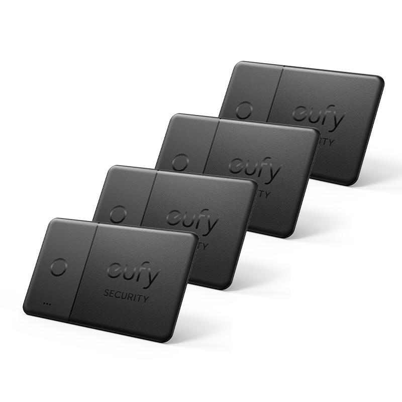 eufy Security by Anker SmartTrack Card (Black, 4-Pack), Works with Apple Find My (iOS Only), Wallet Tracker, Phone Finder, Water Resistant, Up to 3-Year Battery Life(Android Not Supported)