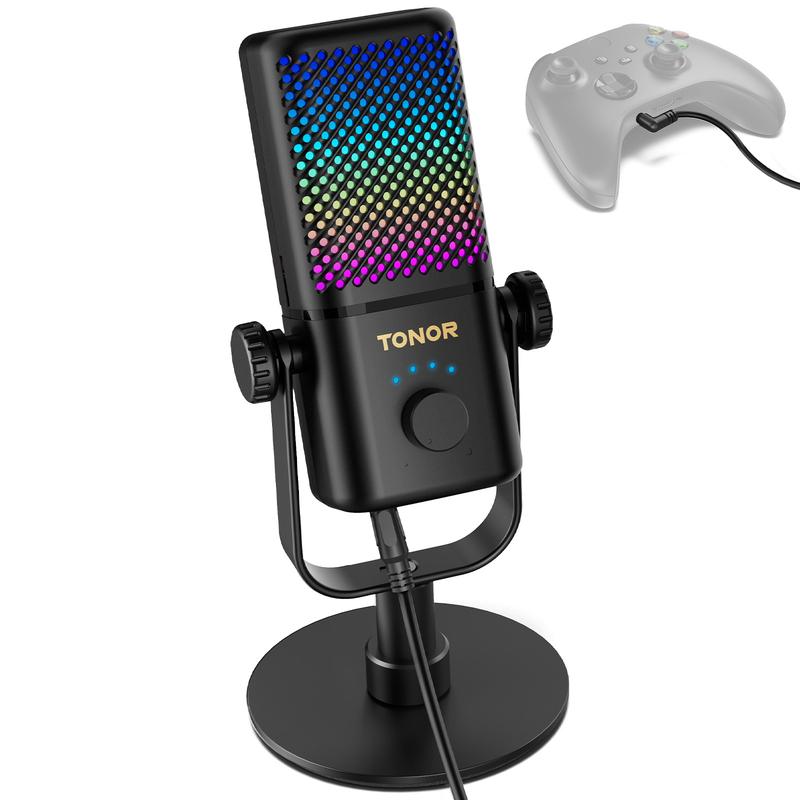 TONOR TCX3 Xbox Gaming Microphone, RGB Condenser Streaming Mic with Low Noise, Monitoring, One Tap Mute, Fast Charging, Compatible with Capture Card