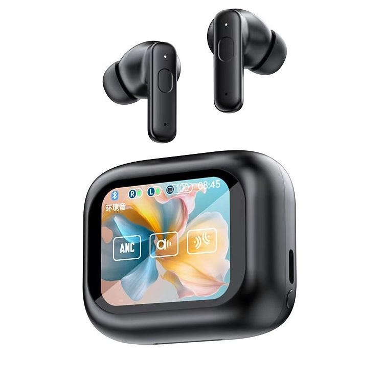 ANC Wireless Bluetooth Earphones with Touch Screen Controls and Waterproof Design for Sports and Gaming