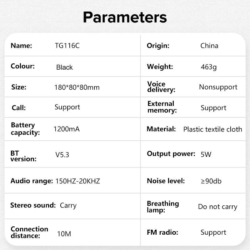 Portable Wireless Speaker, Outdoor Wireless Speaker, USB Rechargeable Stereo Sound Speaker, Music Player Supports USB TF FM Radio Music