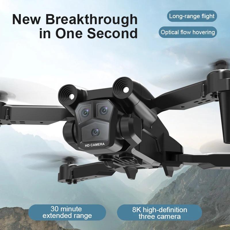 New M4 Drone 4K Professinal 5G WIFI With Wide Angle Triple HD Camera Foldable RC Helicopter WIFI FPV Height Hold Apron Sell