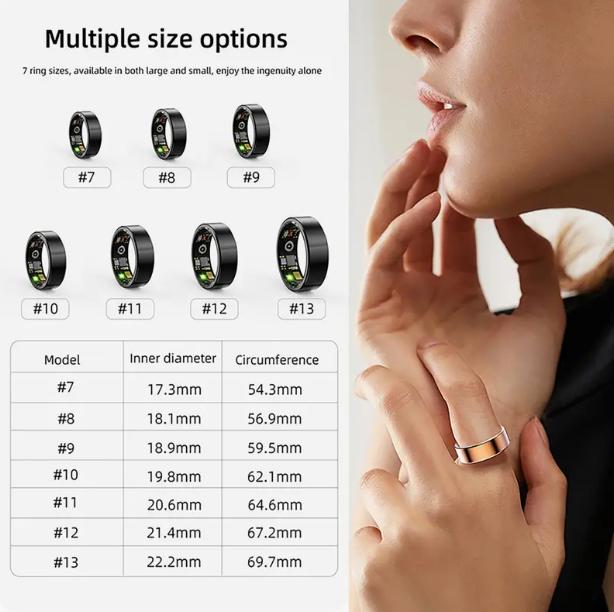 Smart Ring Fitness Tracker, Steps, Distance, Calories, Sleep Tracking, Exercise Monitoring, Compatible With IPhone Android, IP68 Waterproof, Smart Jewelry, Accessories, Gift For Women Men