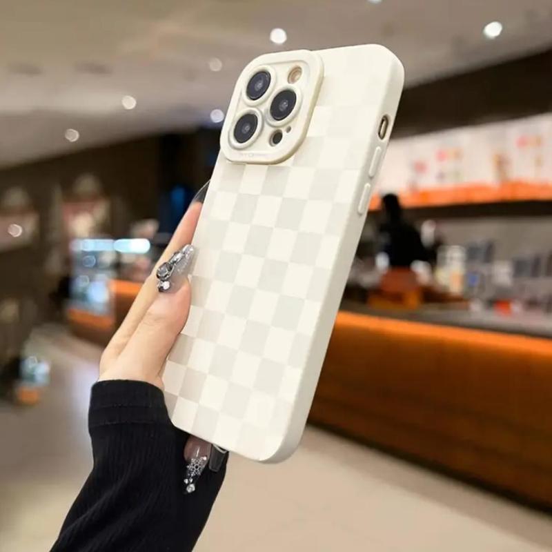 Fashionable Plaid Pattern Phone Case, Shockproof Phone Protective Cover, Phone Accessory Compatible with iPhone 11 12 13 14 15 Pro Max