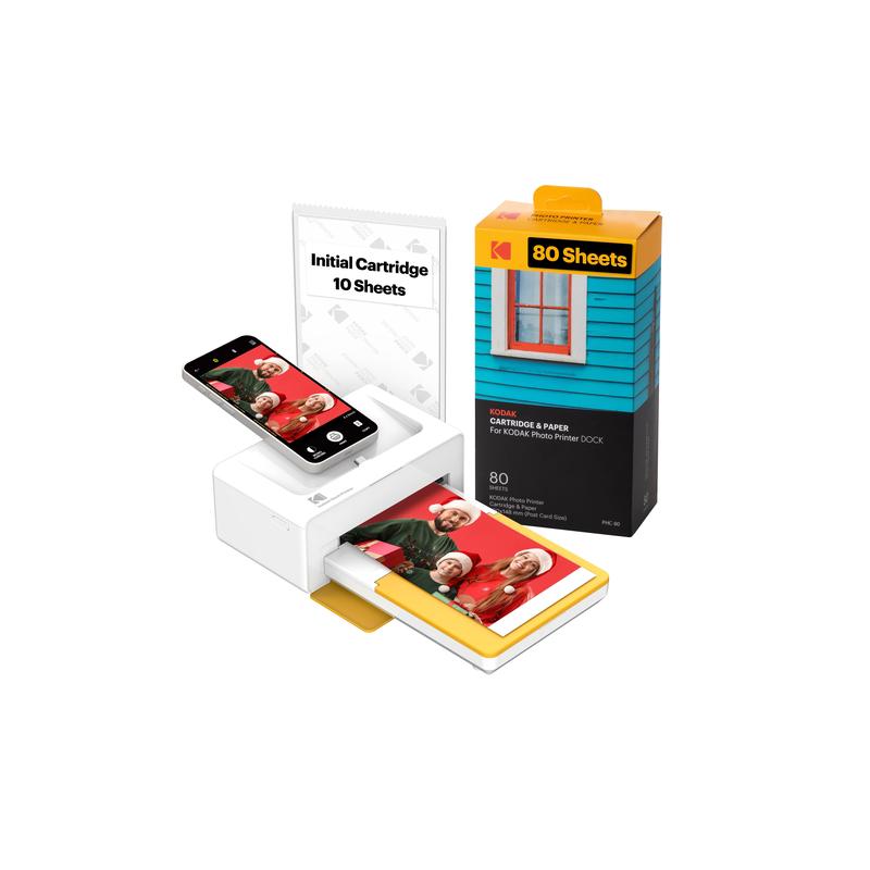 KODAK Dock Plus 4PASS Instant Photo Printer (4x6 inches) + 90 Sheets Bundle