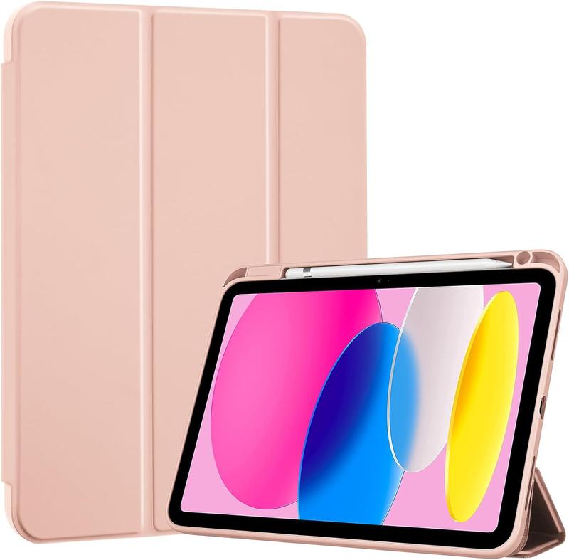 for iPad 10th Generation Case with Pencil Holder, iPad Case 10th Gen (2022 Model) 10.9 Inch iPad 10 Case, 10th Gen iPad Cases Cover with Pen Holder for iPad 10th Generation -Rosegold