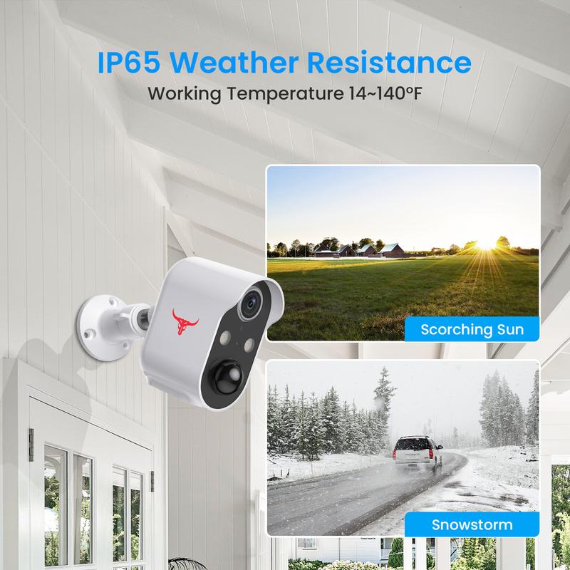 1080P Wireless Security Camera with Spotlights, AI Human Detection, Color Night Vision, 2-way Talk, FHD Live view, Cloud Storage, 2.4G WiFi, Battery powered, Indoor Outdoor Surveillance for Home Security