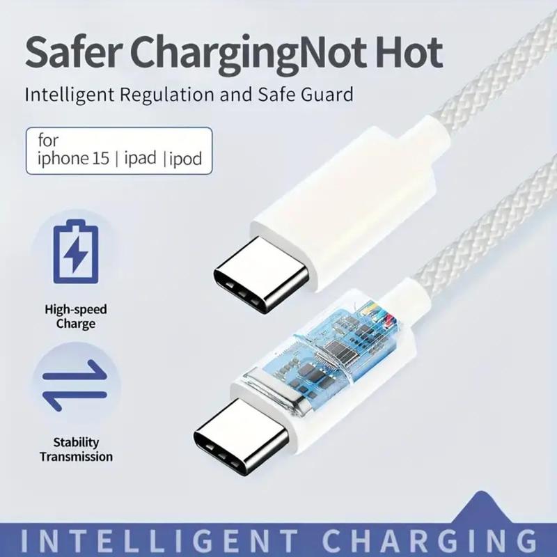 USB-C to USB-C Charging Cable, Fast Charging Data Cable, 60W Charging Data Cable for iPhone 15 15 Pro 15 Pro Max 15 Plus, MacBook Air