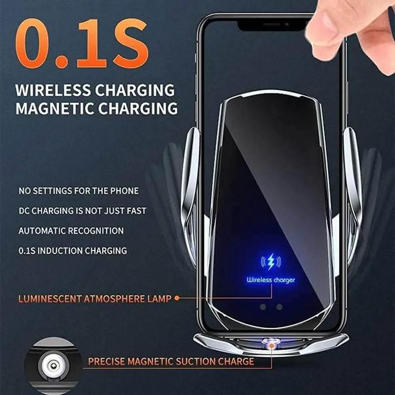 Summer Car Phone Holder, Wireless Charging Car Phone Holder Clip with Light, 1 Count 360-Free Adjustment Phone Holder, Rotatable Car Navigation Bracket