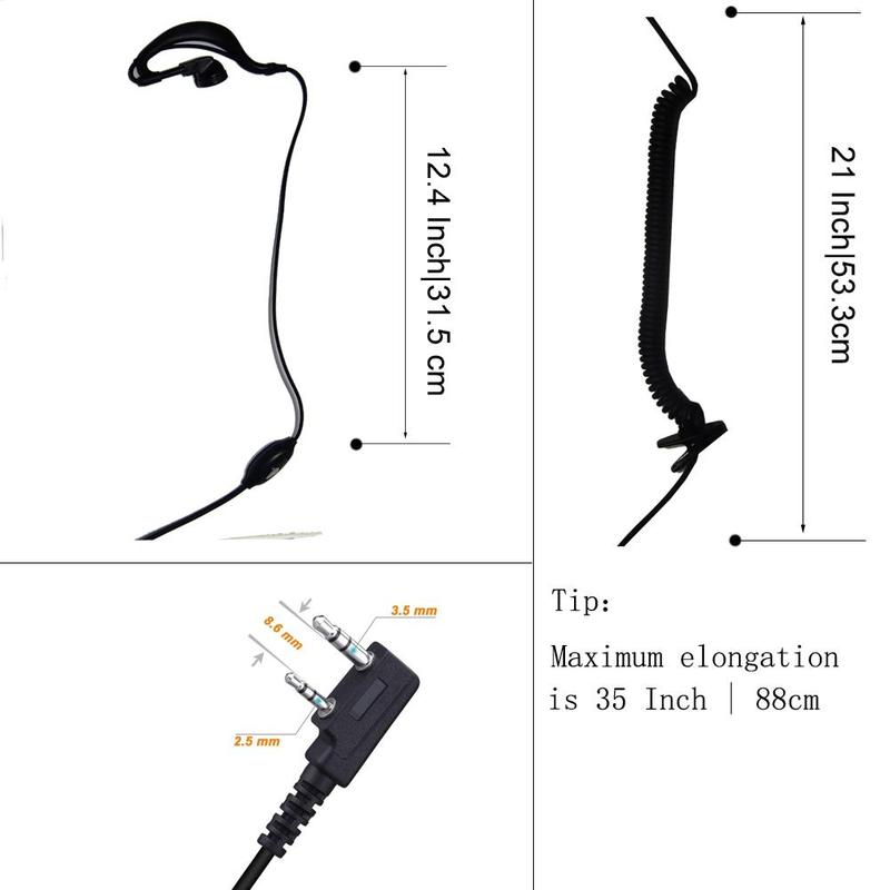 Walkie Talkie Earpiece, Earpiece with PTT & Microphone, Business Earpiece Suitable for Rail, Security, School, Hospital, Hotel