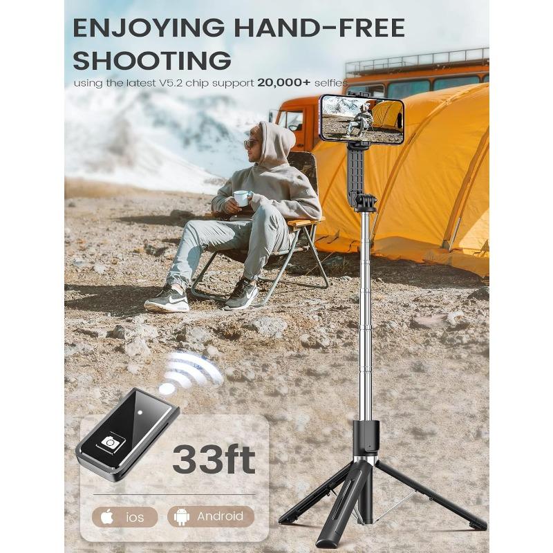 Selfie Stick Phone Tripod with Remote, 50 inch Portable 5 in 1 Selfie Stick Phone Tripod, Wireless Selfie Stick Tripod for Cell Phone