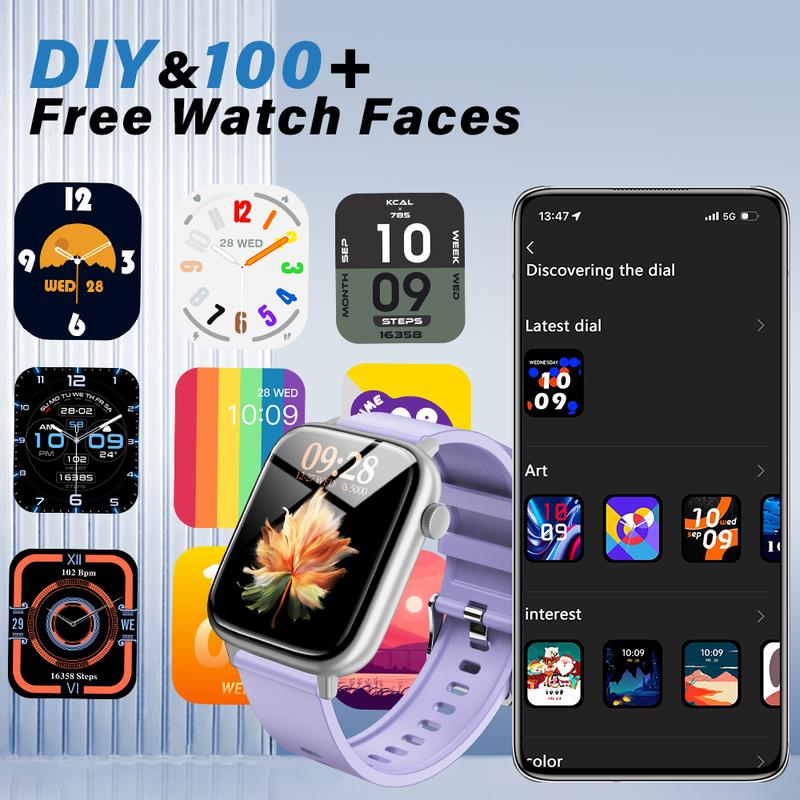 2.01in HD Large Screen Smartwatch for Men and Women, Support Receive Dial Calls 100+ Sport Modes Message Alerts, IP68 Waterproof Multifunctional Smartwatch for Android and iOS square fashion affordable  smart Wearable Smartphone