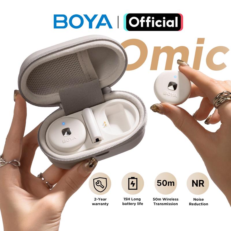 BOYA Omic Wireless Lavalier Microphone Noise Reduction Mic Compatible with iPhone iPad Android Smartphones for Vlog Live Streaming Content Creators