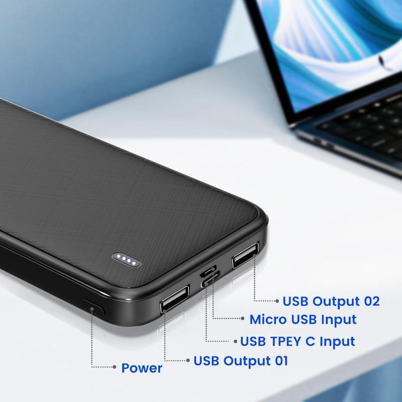 Portable Charger Power Bank 10000mAh, Slimmest External Phone Battery Pack Powerbank for iPhone 15 14 13 12 11,  Galaxy S23 S22 S21, Pixel, iPad, Portable Fan, Heated Vest   Jacket   Scarf, etc