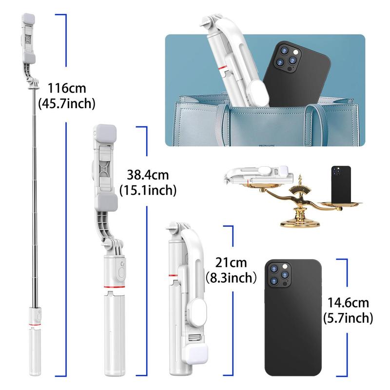 Wireless Remote Control Selfie Stick Tripod for Smartphone with Fill Light, Summer Adjustable Phone Tripod Stand with LED Selfie Light, Cellphone Selfie Light, Phone Accessories, Tripod with Light, Smartphone Accessories