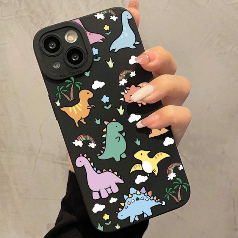 Cartoon Dinosaur Pattern Cellphone Case for Summer, Cute Shockproof Decorative Phone Protector Cover, Cute Phone Cases, Phone Accessories Compatible With iPhone Series