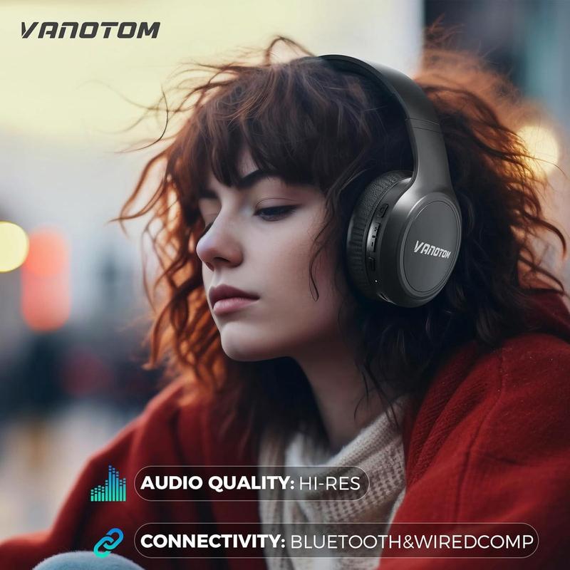 VANOTOM Folding Wireless Headphones Gaming Headset, 1 Piece Foldable Over Ear Wireless Bluetooth-compatible Headphones, Long Battery Life Audio HiFi Bass Earphone Earbuds, Wireless Headphone for Sports Music Work Use, Christmas gift