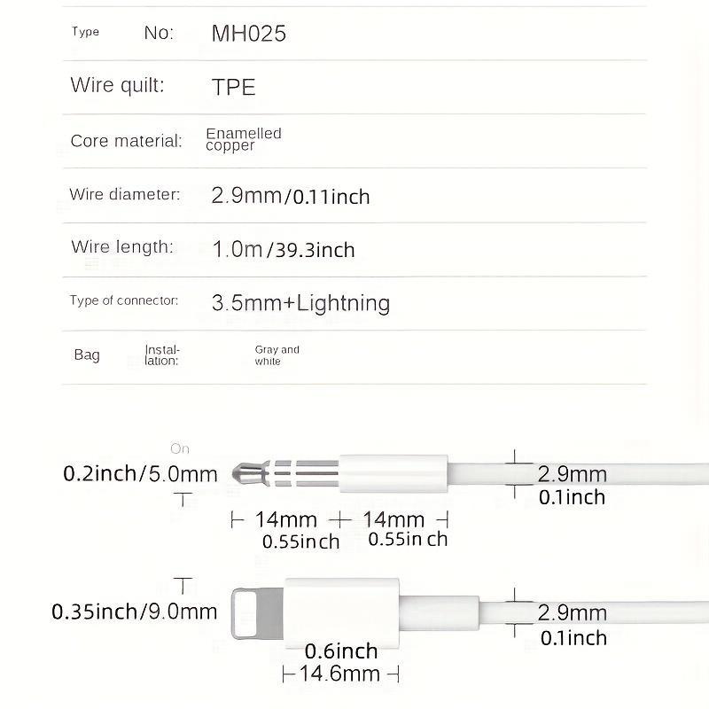 Multi-application Audio Cable, 3.5mm Audio Cable Adapter, Headphone Jack Adapter, Compatible with iPhone 14 13 12 11 XR X 8 7